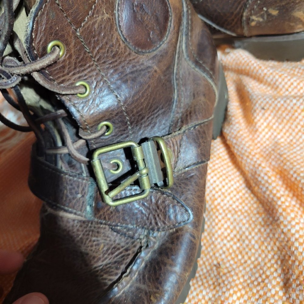 Polo By Ralph Lauren Ranger Men's Distressed Brown Leather Buckle Boots Size 7.5 - Picture 10 of 17